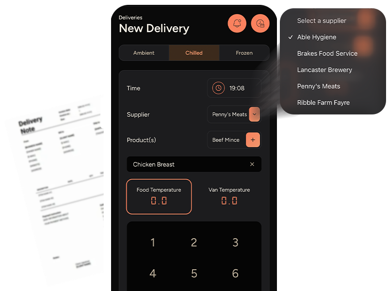 Taybl Food Safety Software - Delivery Records & Delivery Note Logging