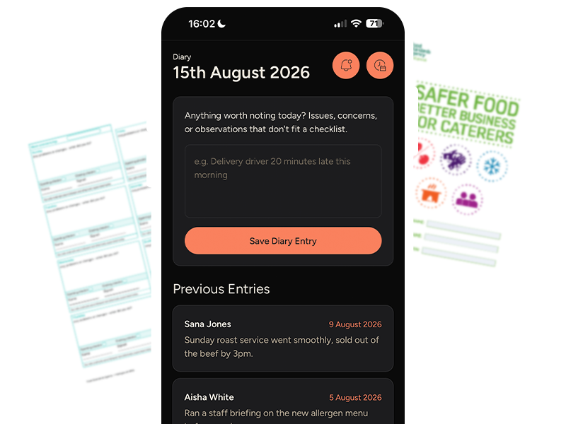 Taybl Food Safety Software - SFBB Diary