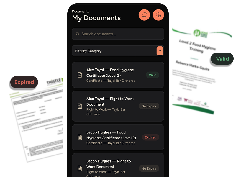 Taybl Food Safety Software - Document Manager